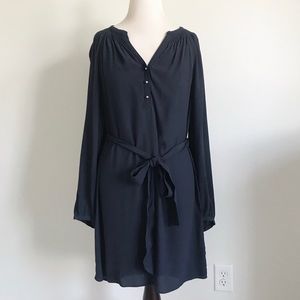 Banana Republic Navy Chiffon Shirt Dress